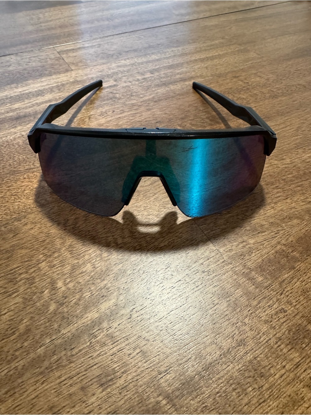 Oakley Shield Sunglasses with Blue-Green Mirrored Lens Black Frame 90663-4239